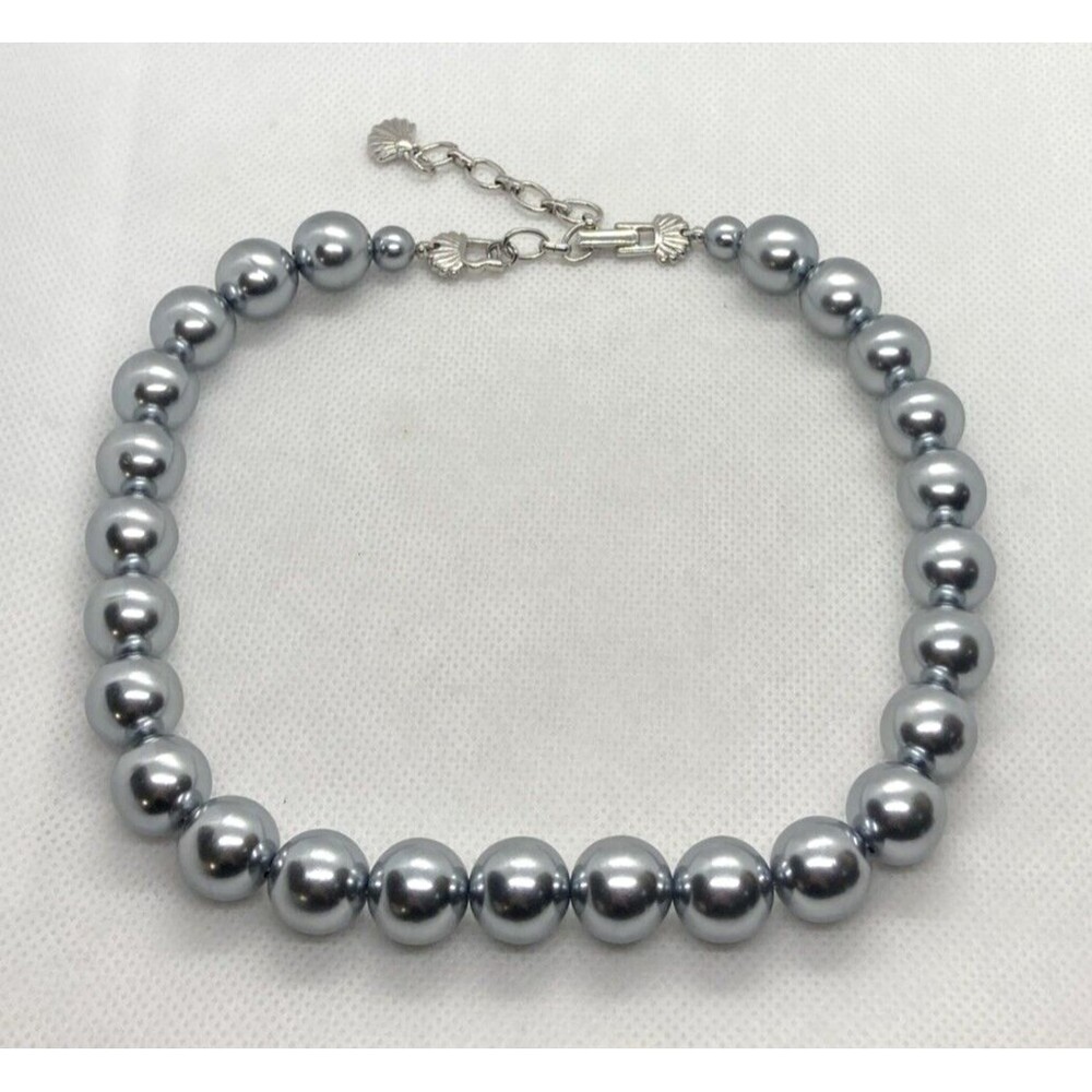 Vintage Richelieu Signed 14mm Blue Faux Pearl Single Strand 16'' - 18'' Necklace